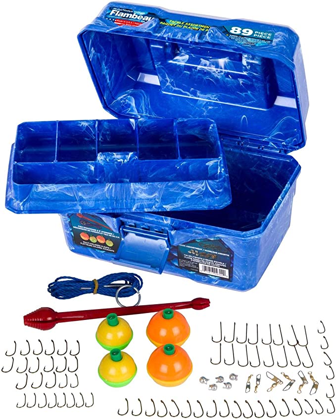 Flambeau Outdoors Big Mouth Tackle Box - 89-Piece Kit, Complete Starter  Fishing Tackle Kit